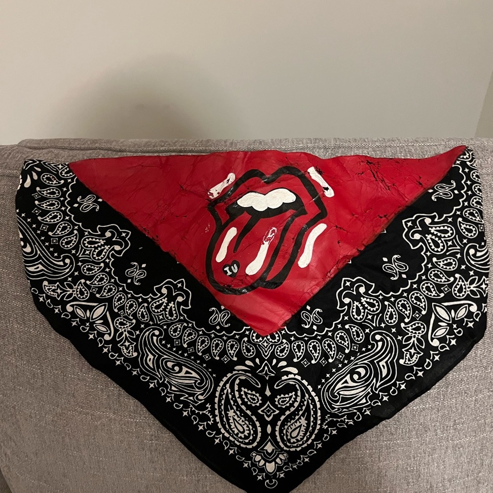 IU Bandana top with Hand painted Rolling Stones